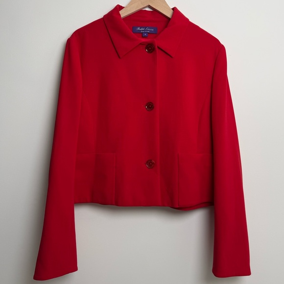 Ralph Lauren Jackets & Blazers - Ralph Lauren Purple label red cropped pleated jacket